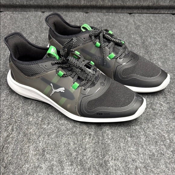 Puma Black and Green Athletic Shoes with Cushioned Sole - Picture 1 of 9